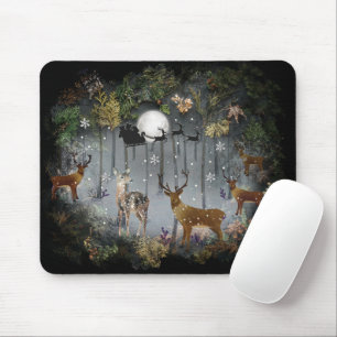 Adorable Reindeer At Night Mouse Mat