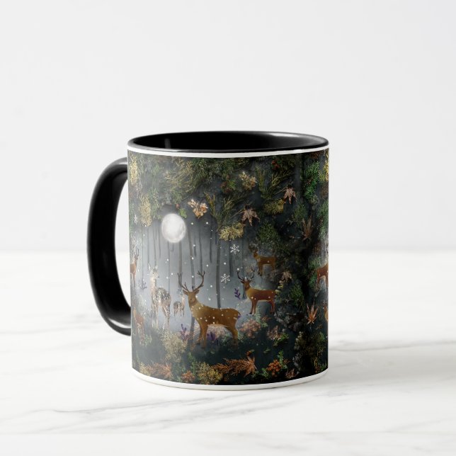 Adorable Reindeer At Night  Mug (Front Left)