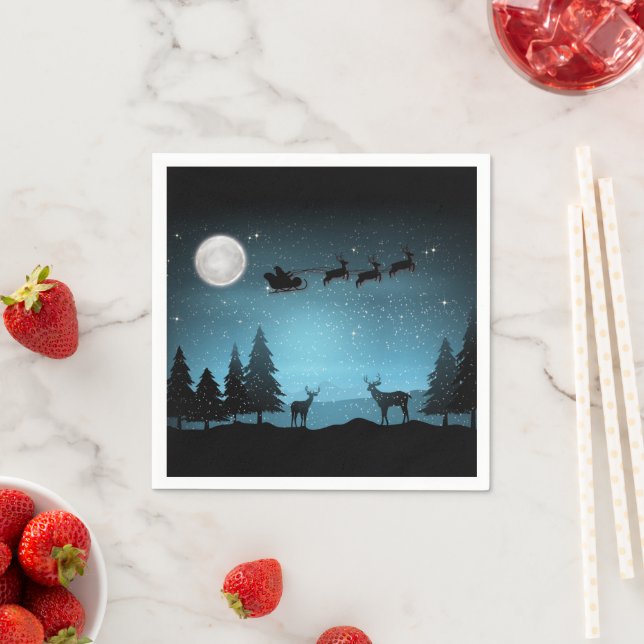 Adorable Reindeer At Night Napkin (Insitu)