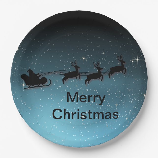 Adorable Reindeer At Night Paper Plate (Front)