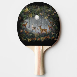 Adorable Reindeer At Night Ping Pong Paddle