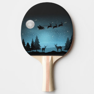 Adorable Reindeer At Night Ping Pong Paddle
