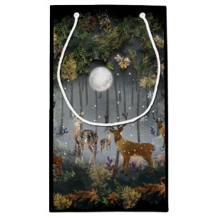 Adorable Reindeer At Night Small Gift Bag