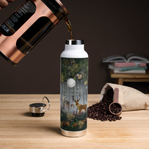 Adorable Reindeer At Night Water Bottle