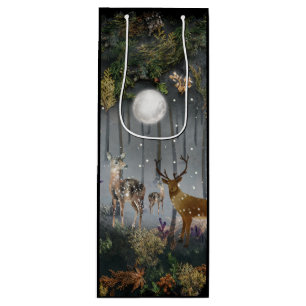 Adorable Reindeer At Night Wine Gift Bag