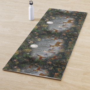Adorable Reindeer At Night Yoga Mat