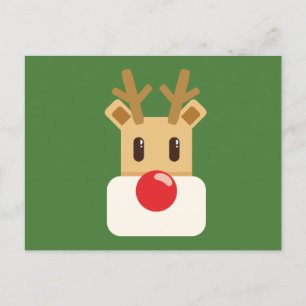 Adorable Reindeer Cartoon Christmas Postcard