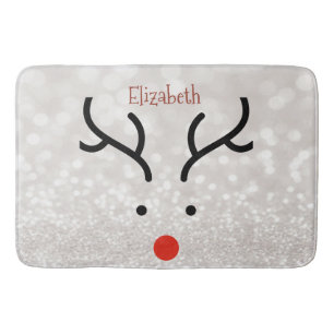 Adorable Reindeer Face,Bokeh   Bath Mat