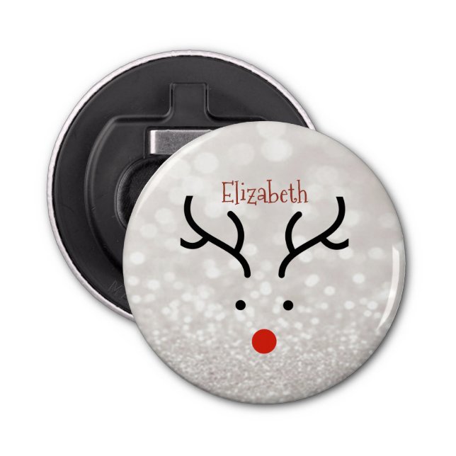 Adorable Reindeer Face,Bokeh   Bottle Opener (Front)