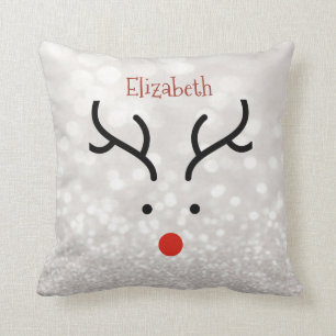 Adorable Reindeer Face,Bokeh Cushion