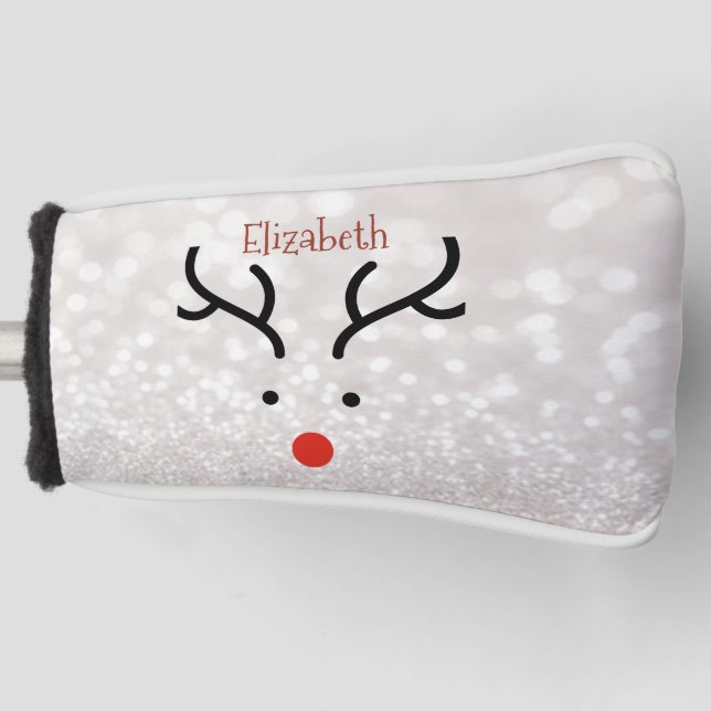 Adorable Reindeer Face,Bokeh  Golf Head Cover (Front)