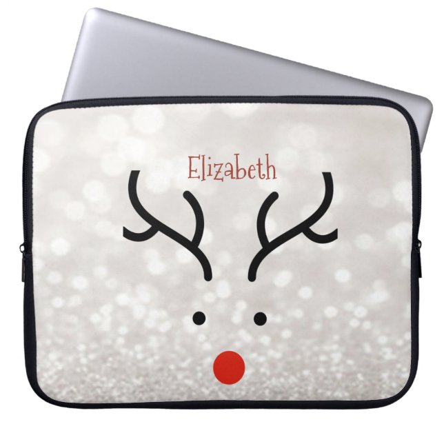 Adorable Reindeer Face,Bokeh  Laptop Sleeve (Front)