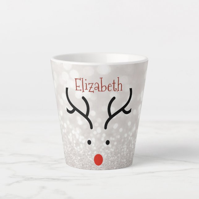 Adorable Reindeer Face,Bokeh  Latte Mug (Front)