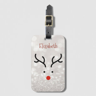 Adorable Reindeer Face,Bokeh  Luggage Tag