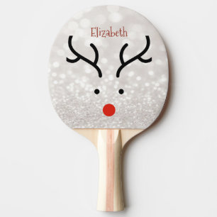 Adorable Reindeer Face,Bokeh  Ping Pong Paddle