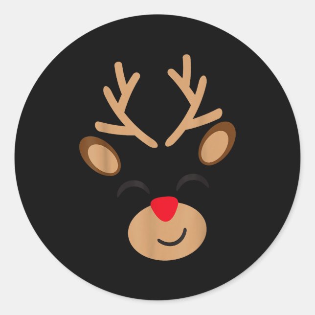 Adorable Reindeer Holiday Graphic - Festive Christ Classic Round Sticker (Front)