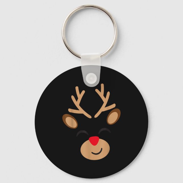 Adorable Reindeer Holiday Graphic - Festive Christ Key Ring (Front)