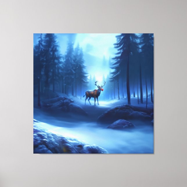 Adorable Reindeer Winter Wonderland Holiday  Canvas Print (Front)