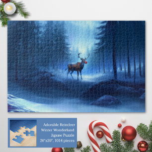Adorable Reindeer Winter Wonderland Holiday  Jigsaw Puzzle