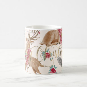 Adorable Reindeers, Birds, Flowers  Coffee Mug