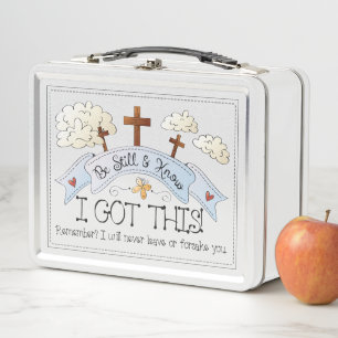 Adorable Religious White Metal Lunch Box