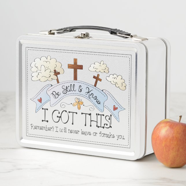 Adorable Religious White Metal Lunch Box (In Situ)