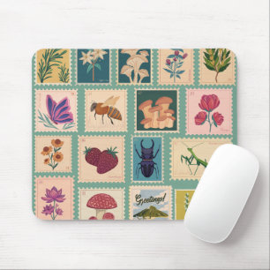 Adorable retro Botanical and insects Vintage Mouse Mat