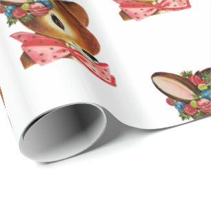 Adorable Retro Christmas Deer Wrapping Paper