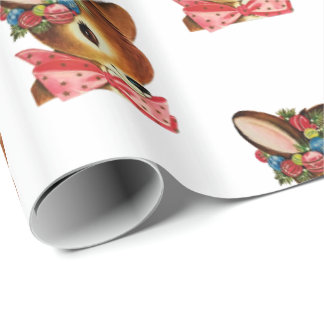 Adorable Retro Christmas Deer Wrapping Paper