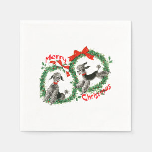 Adorable Retro Christmas Poodles Wreath Custom Napkin