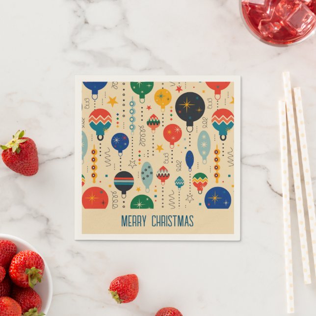 Adorable retro pattern Ornaments Merry Christmas Napkin (Insitu)