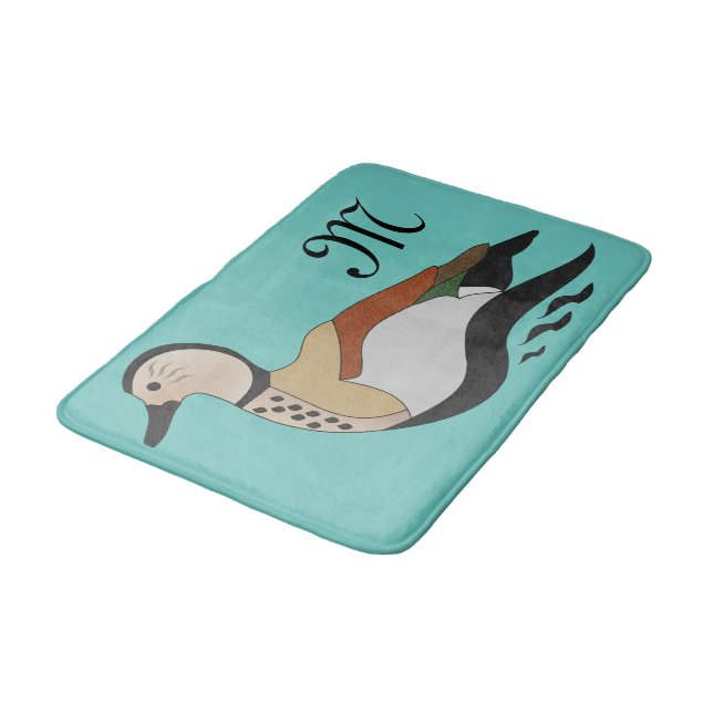 Adorable Ringed Teal Duck Swimming Bath Mat (Angled)