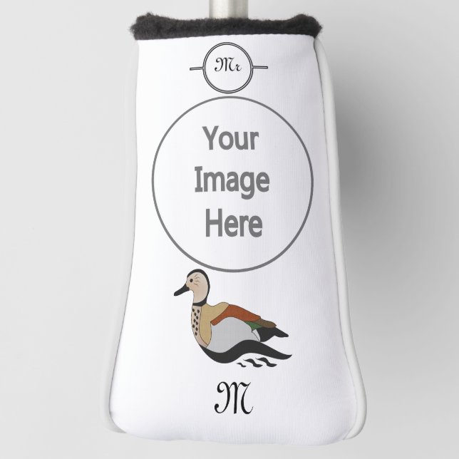 Adorable Ringed Teal Duck Swimming Golf Head Cover (Rotate 90)