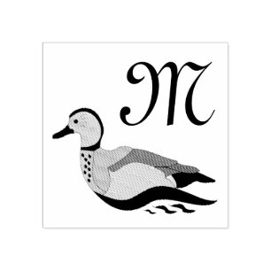 Adorable Ringed Teal Duck Swimming Rubber Stamp