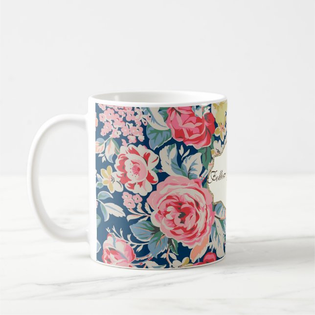 Adorable  Romantic Flowers -Motivational Message Coffee Mug (Left)