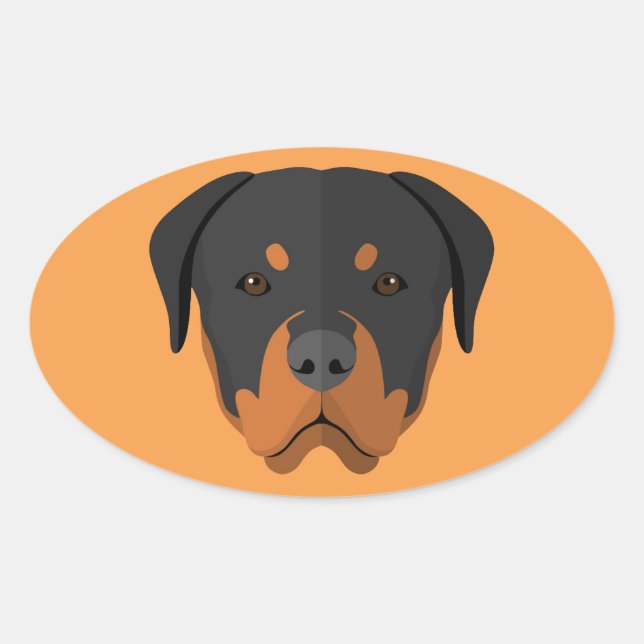 Adorable Rottweiler Cartoon Oval Sticker (Front)
