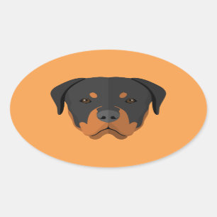 Adorable Rottweiler Cartoon Oval Sticker