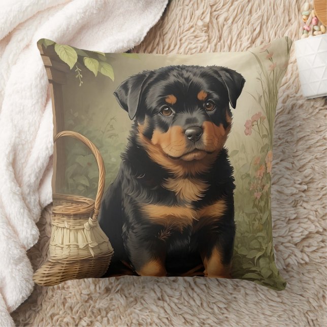 Adorable Rottweiler Cushion (Blanket)