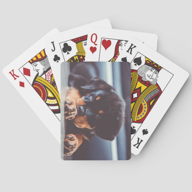 Adorable Rottweiler Puppy Dog Resting Playing Cards (Back)