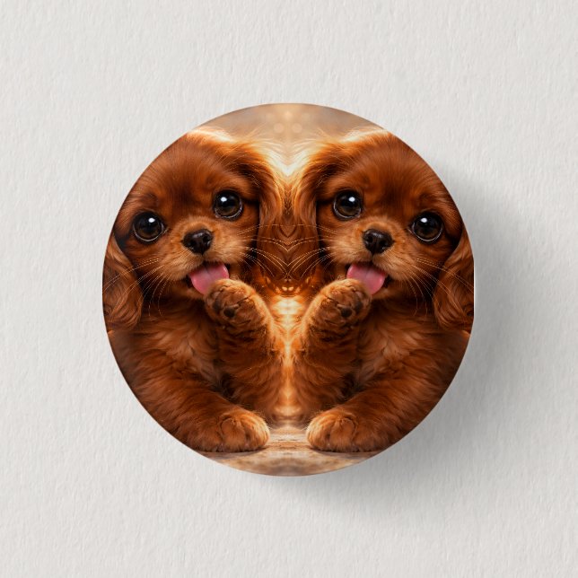 Adorable Ruby Cavalier Spaniel 3 Cm Round Badge (Front)
