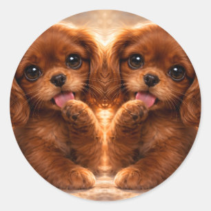 Adorable Ruby Cavalier Spaniel Classic Round Sticker
