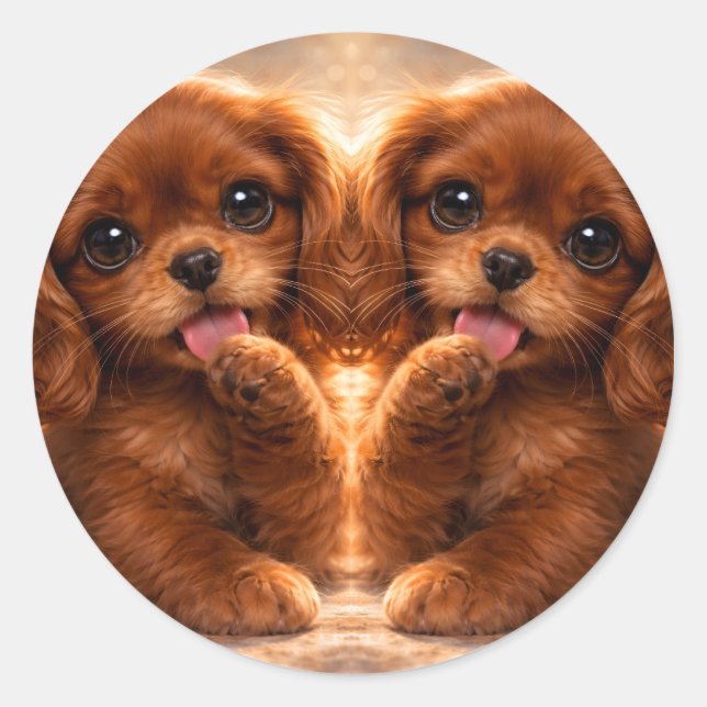 Adorable Ruby Cavalier Spaniel Classic Round Sticker (Front)