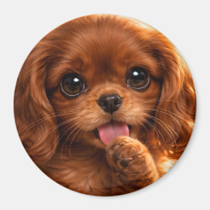 Adorable Ruby Cavalier Spaniel Magnet
