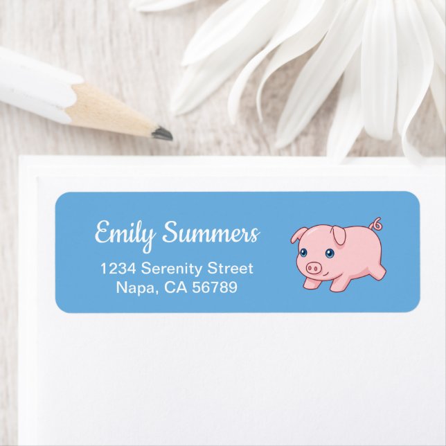 Adorable Running Piglet Pig on Blue (Insitu)