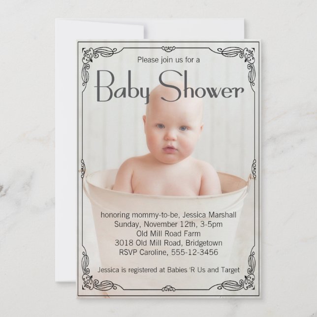 Adorable Rustic Baby Shower Invitation (Front)