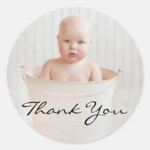 Adorable Rustic Baby Shower Thank You Classic Round Sticker