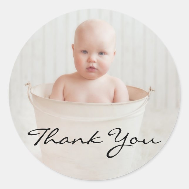 Adorable Rustic Baby Shower Thank You Classic Round Sticker (Front)
