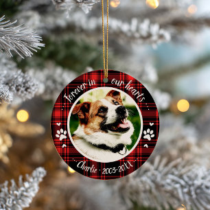 Adorable Rustic Dog Pet Memorial Custom Photo Ceramic Tree Decoration