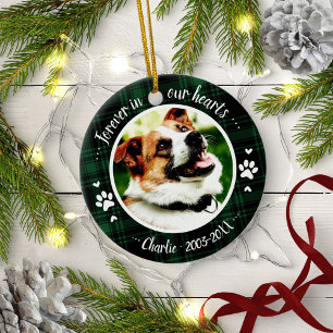 Adorable Rustic Dog Pet Memorial Custom Photo Ceramic Tree Decoration