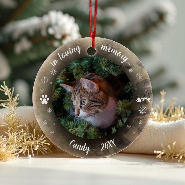 Adorable Rustic Pet Memorial Custom Photo  Ceramic Tree Decoration (Creator Uploaded)